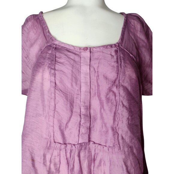 Ann Taylor Loft Lightweight Baby Doll Top Size L Orchid Purple Flowy Flutter - Picture 2 of 6